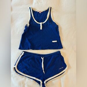 Victoria's Secret Royal Blue PJ set Henley Tank and Dolphin Hem Shorts